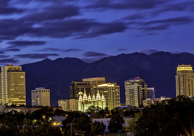 Salt Lake City skyline at night
