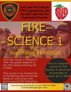 A flyer introducing the Fire Science 1 class offered by SLC Fire