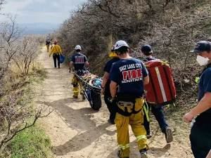 The rescue of a hurt mountain biker in the foothills of Salt Lake City